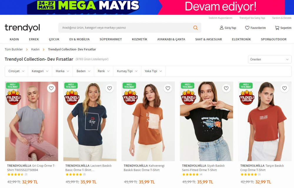 Favorilediğin ürünü başkasına kaptırma! Mega Mayıs kampanyası 'Mega' indirimlerle Trendyol'da! 7
