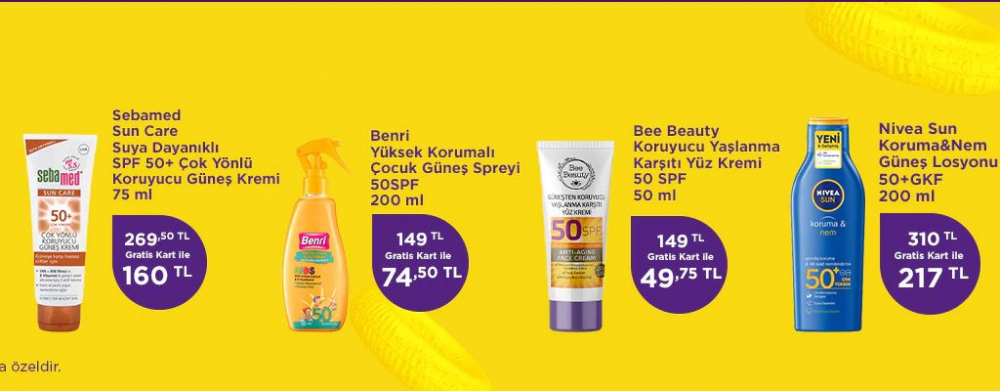 Gratis'in 'Yaza merhaba' kampanyasında şok indirim! Güneş kremlerinde fiyatlar yarı yarıya indi! Bir çok üründe yüzde 60'a varan indirim yapıldı! 5