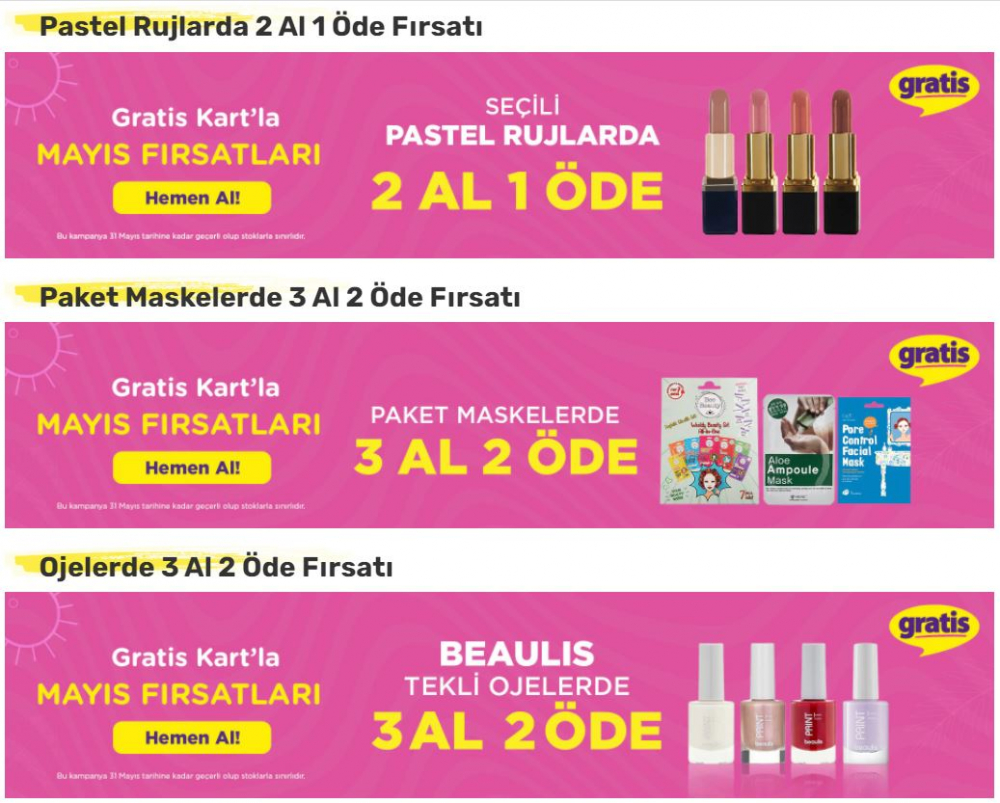 Gratis'in 'Yaza merhaba' kampanyasında şok indirim! Güneş kremlerinde fiyatlar yarı yarıya indi! Bir çok üründe yüzde 60'a varan indirim yapıldı! 7