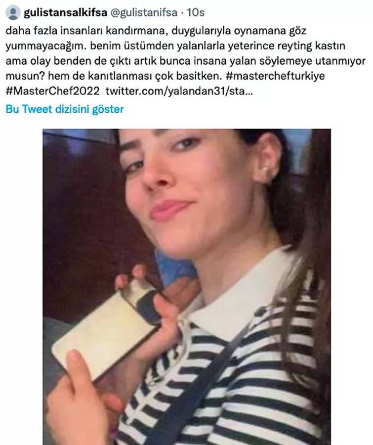 Her şey yalan mıydı? Bir Twitter kullanıcısı, Masterchef'te yaptığı açıklamalarla gündem olan Gülistan Şalk'ı yalancılıkla suçladı! 7