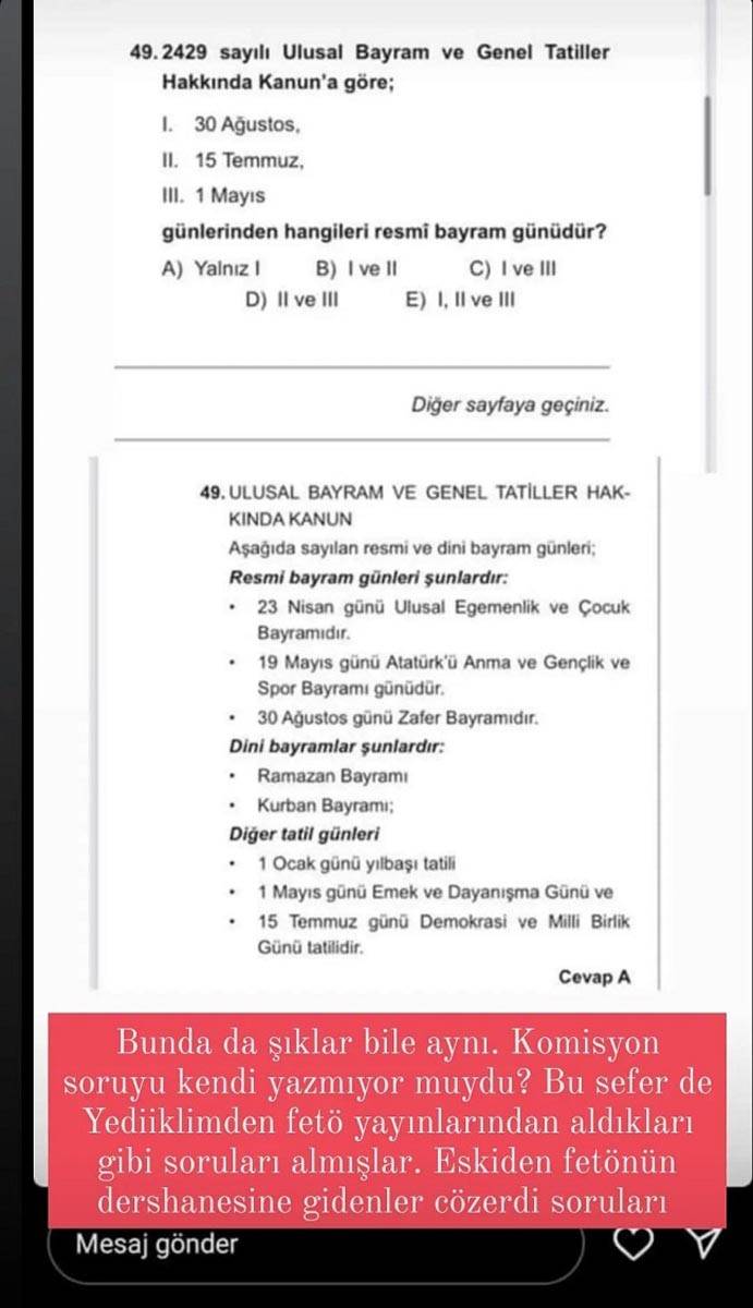 KPSS soruları Yediiklim Yayınları'nın sorularıyla tıpatıp aynı çıktı! Sorular kopya mı? Sosyal medyada yayılan iddialar gündeme bomba gibi düştü! 3