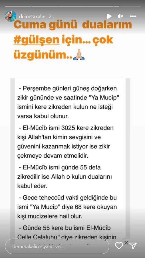 Demet Akalın Gülşen için zikir zinciri başlattı! Dini hedef alanı dualarla kurtarmaya çalışıyor! 9