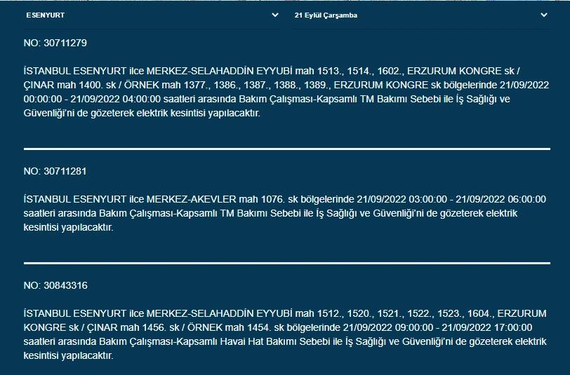 İstanbullular dikkat! Yarından itibaren 17 ilçede elektrik kesintisi olacak! İşte o ilçeler... 4