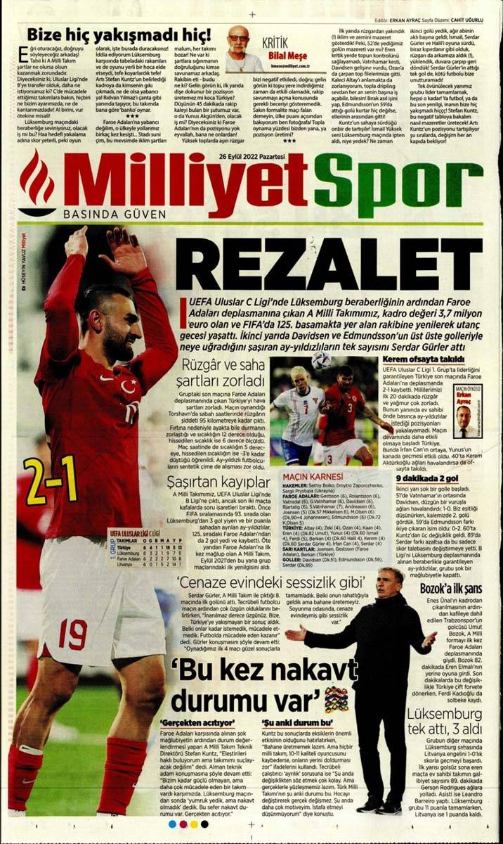 Günün spor manşetleri 26 Eylül 2022 Pazartesi | Spor gazetelerinin sayfaları! 19