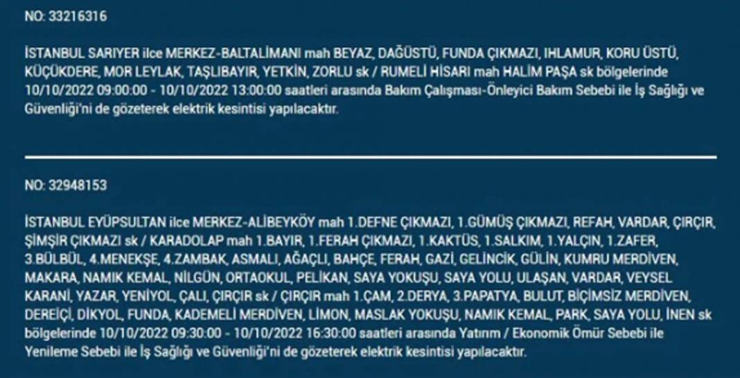 İstanbullular dikkat! O ilçelerde planlı elektrik kesintisi olacak! 11