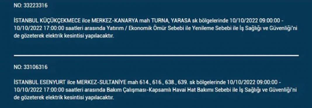 İstanbullular dikkat! O ilçelerde planlı elektrik kesintisi olacak! 12