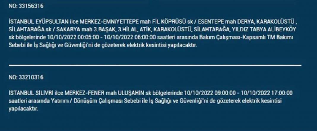 İstanbullular dikkat! O ilçelerde planlı elektrik kesintisi olacak! 16