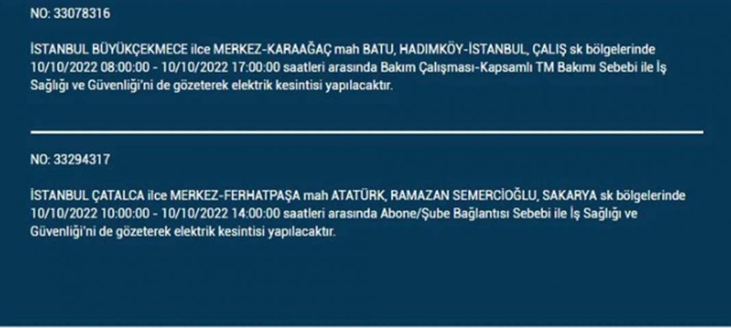 İstanbullular dikkat! O ilçelerde planlı elektrik kesintisi olacak! 18