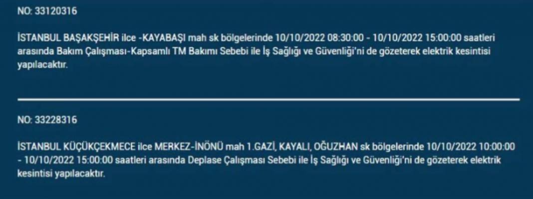 İstanbullular dikkat! O ilçelerde planlı elektrik kesintisi olacak! 19