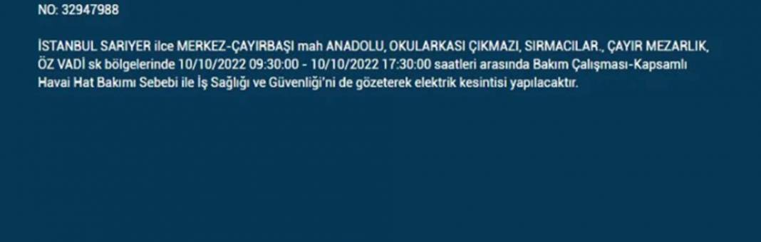 İstanbullular dikkat! O ilçelerde planlı elektrik kesintisi olacak! 24