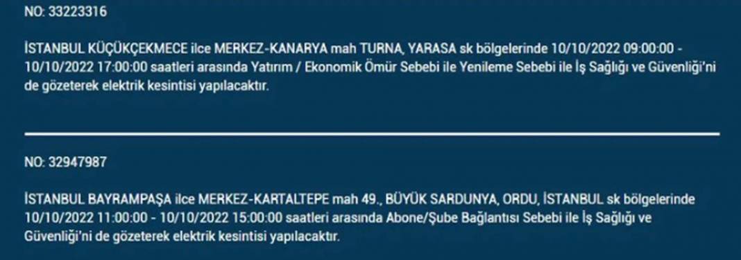 İstanbullular dikkat! O ilçelerde planlı elektrik kesintisi olacak! 33