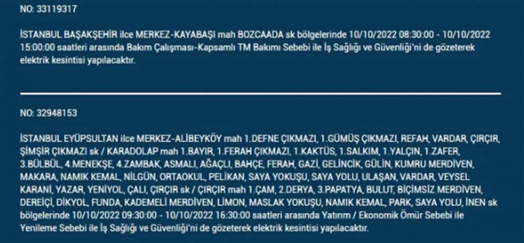 İstanbullular dikkat! O ilçelerde planlı elektrik kesintisi olacak! 7