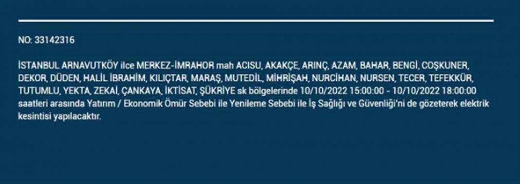 İstanbullular dikkat! O ilçelerde planlı elektrik kesintisi olacak! 8