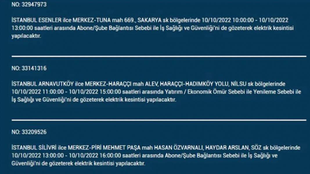 İstanbullular dikkat! O ilçelerde planlı elektrik kesintisi olacak! 9