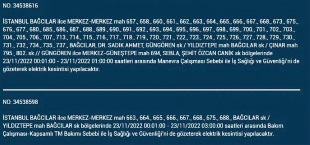 İstanbullulara BEDAŞ A.Ş.'den uyarı! Yarın o ilçe ve mahallelerde elektrikler kesilecek, şimdiden önlem alın! 10