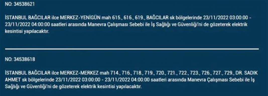 İstanbullulara BEDAŞ A.Ş.'den uyarı! Yarın o ilçe ve mahallelerde elektrikler kesilecek, şimdiden önlem alın! 11