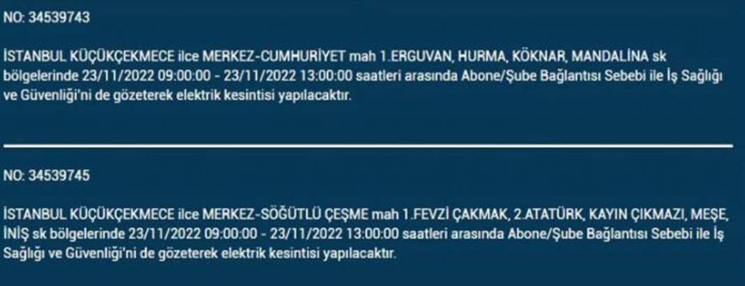 İstanbullulara BEDAŞ A.Ş.'den uyarı! Yarın o ilçe ve mahallelerde elektrikler kesilecek, şimdiden önlem alın! 13