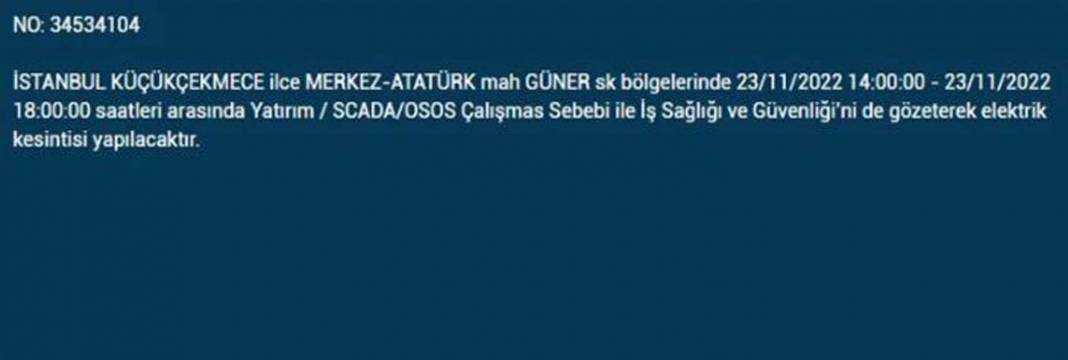 İstanbullulara BEDAŞ A.Ş.'den uyarı! Yarın o ilçe ve mahallelerde elektrikler kesilecek, şimdiden önlem alın! 15