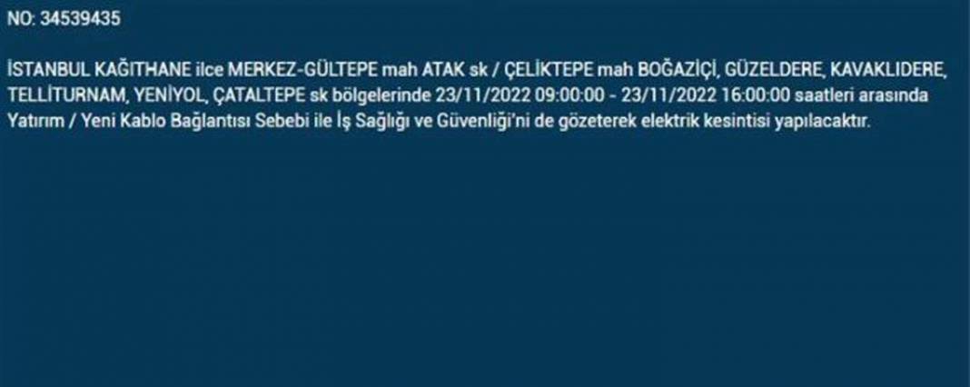 İstanbullulara BEDAŞ A.Ş.'den uyarı! Yarın o ilçe ve mahallelerde elektrikler kesilecek, şimdiden önlem alın! 17