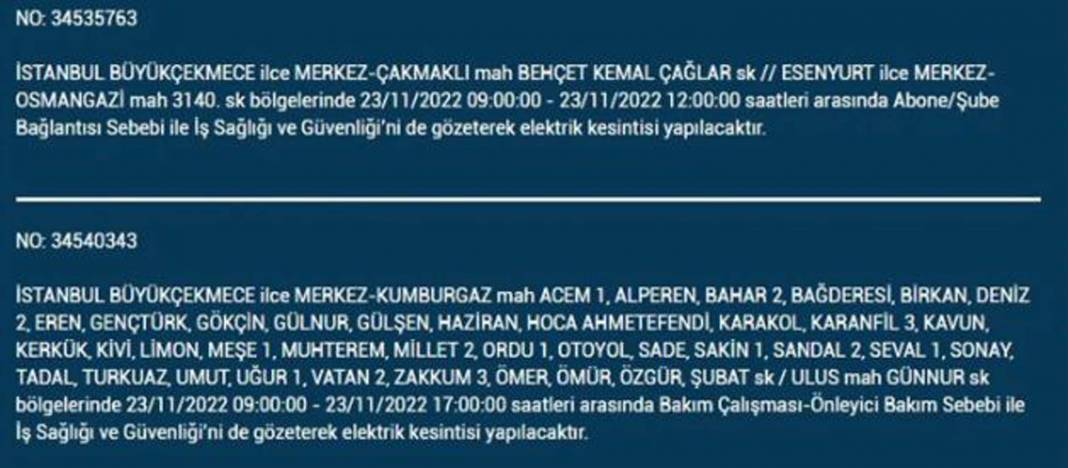 İstanbullulara BEDAŞ A.Ş.'den uyarı! Yarın o ilçe ve mahallelerde elektrikler kesilecek, şimdiden önlem alın! 29