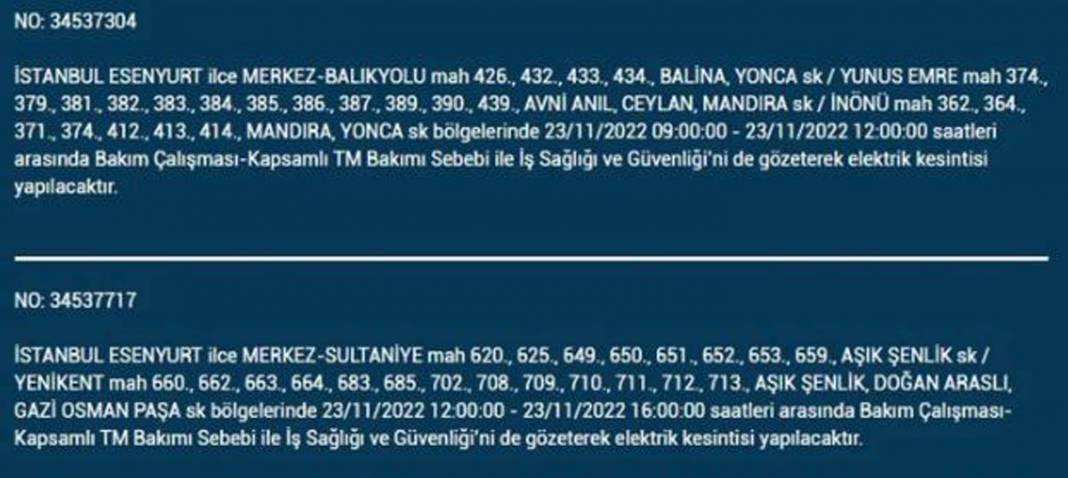 İstanbullulara BEDAŞ A.Ş.'den uyarı! Yarın o ilçe ve mahallelerde elektrikler kesilecek, şimdiden önlem alın! 41