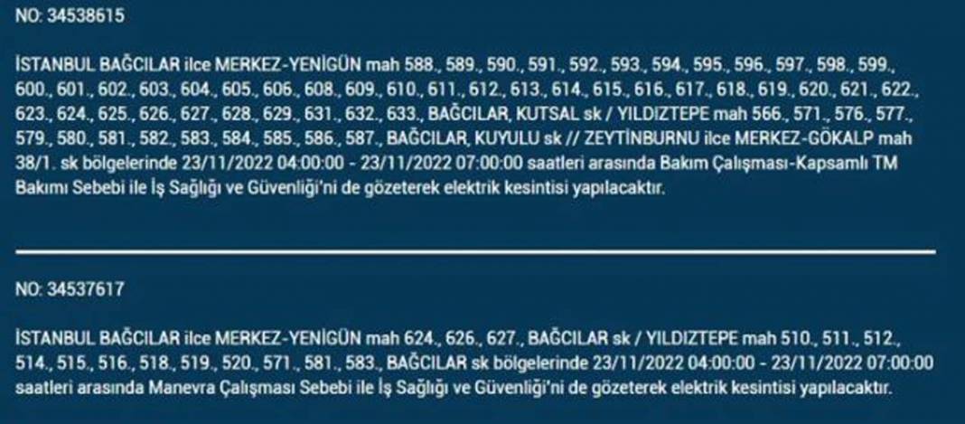 İstanbullulara BEDAŞ A.Ş.'den uyarı! Yarın o ilçe ve mahallelerde elektrikler kesilecek, şimdiden önlem alın! 7