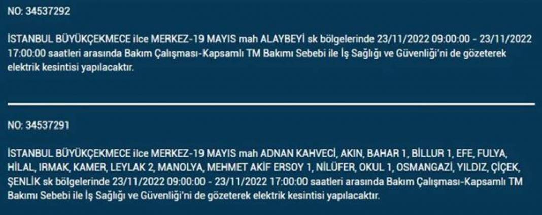 İstanbullulara BEDAŞ A.Ş.'den uyarı! Yarın o ilçe ve mahallelerde elektrikler kesilecek, şimdiden önlem alın! 9