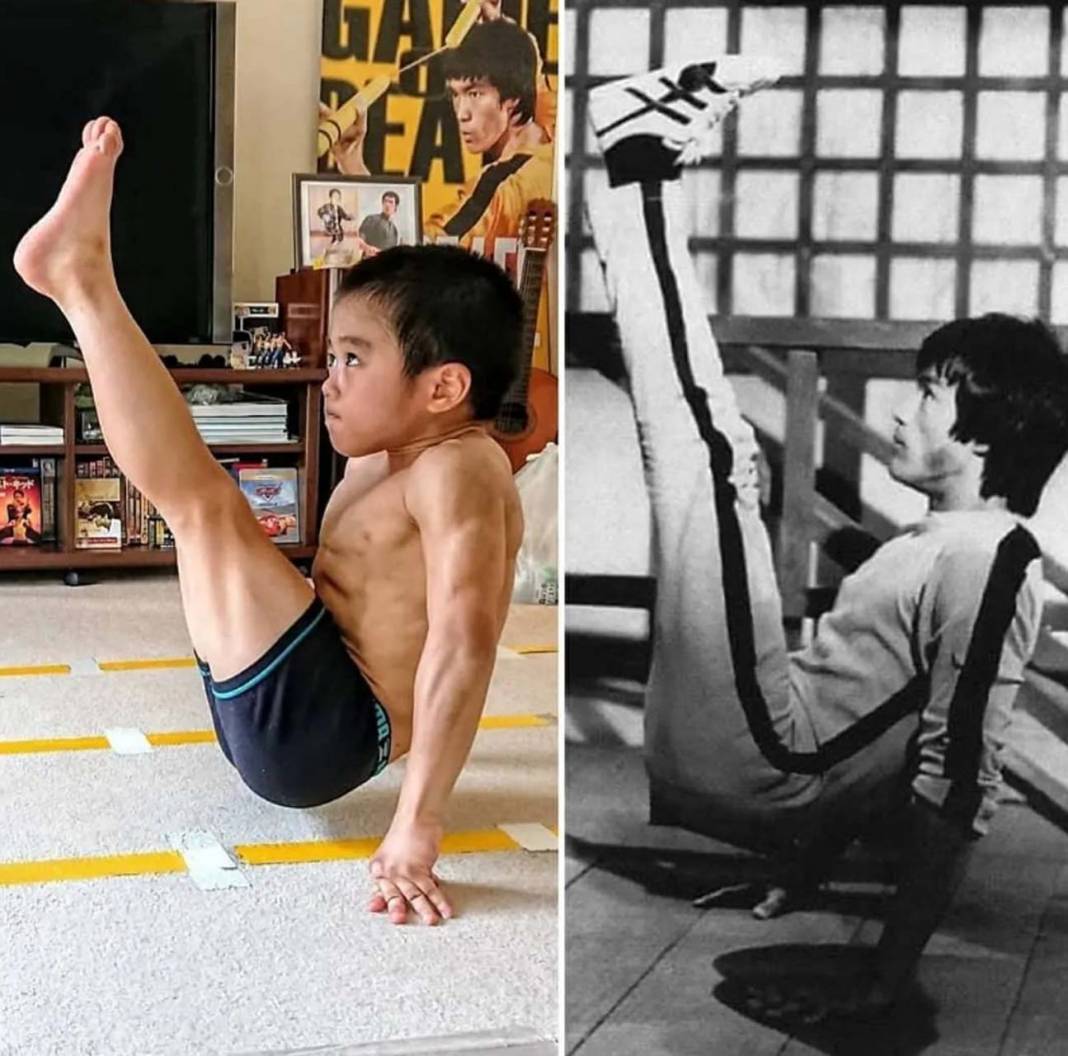 'Mini Bruce Lee'yi görenler inanamıyor! İki parmakla şınav çekiyor: Bruce Lee kadar havalı olmak istiyorum 5