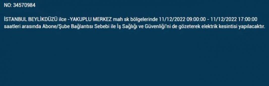 Avrupa yakasında oturanlar 11 Aralık'a dikkat! BEDAŞ'tan yarın için elektrik kesintisi uyarısı var! 15