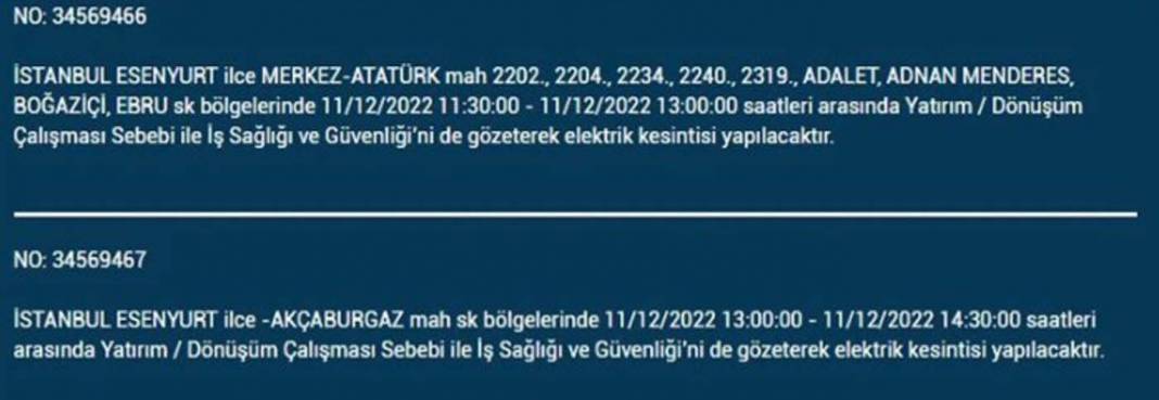 Avrupa yakasında oturanlar 11 Aralık'a dikkat! BEDAŞ'tan yarın için elektrik kesintisi uyarısı var! 4