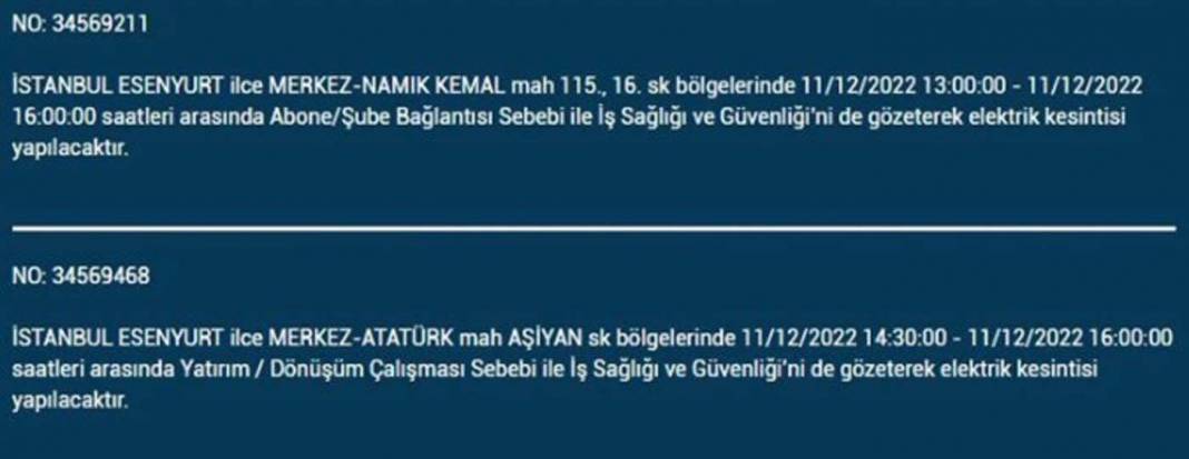 Avrupa yakasında oturanlar 11 Aralık'a dikkat! BEDAŞ'tan yarın için elektrik kesintisi uyarısı var! 8