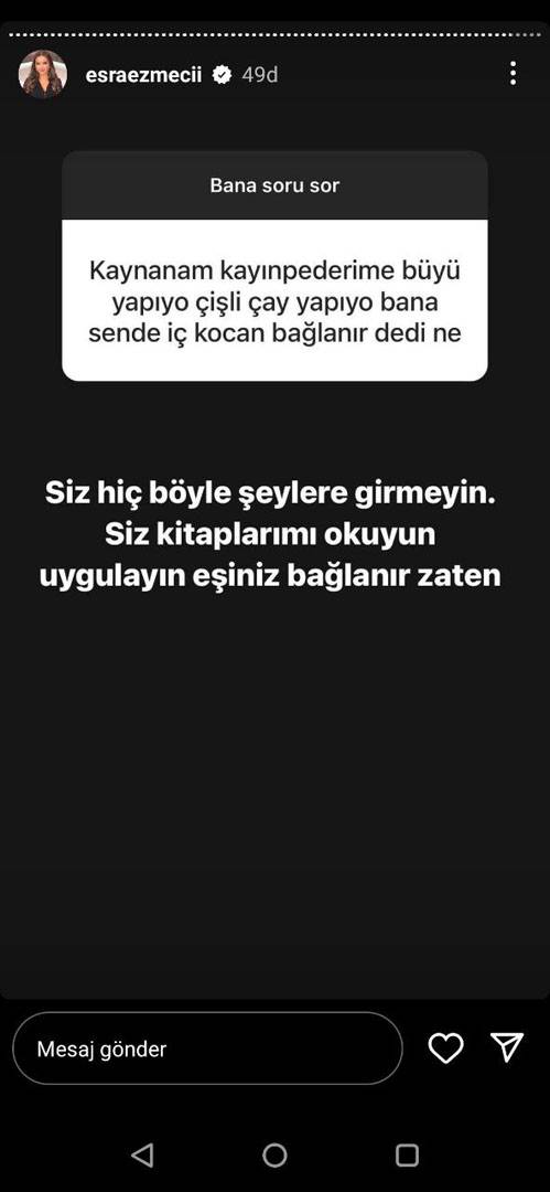 Kocasına yaptığı çişli çay büyüsü erkekleri korkuttu! Ünlü psikolog Esra Ezmeci'ye mide bulandıran itiraf: "Kaynanam kayınpederime çişli çay içirip..." 7