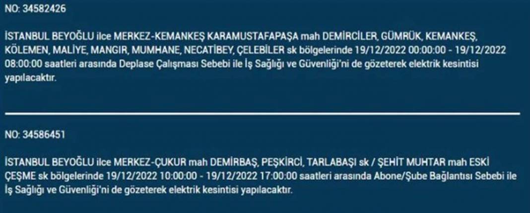 İstanbullular 19 Aralık'a dikkat, elektrik kesintisi bekleniyor! İşte planlı elektik kesintisinden etkilenecek ilçe ve mahalleler... 18