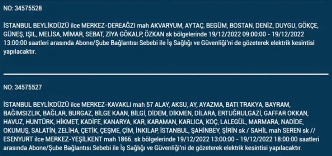 İstanbullular 19 Aralık'a dikkat, elektrik kesintisi bekleniyor! İşte planlı elektik kesintisinden etkilenecek ilçe ve mahalleler... 19