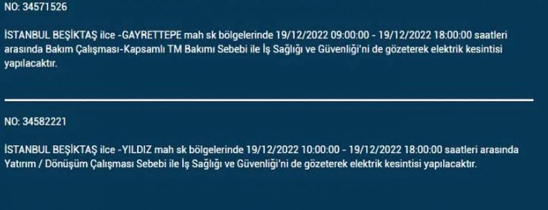 İstanbullular 19 Aralık'a dikkat, elektrik kesintisi bekleniyor! İşte planlı elektik kesintisinden etkilenecek ilçe ve mahalleler... 20