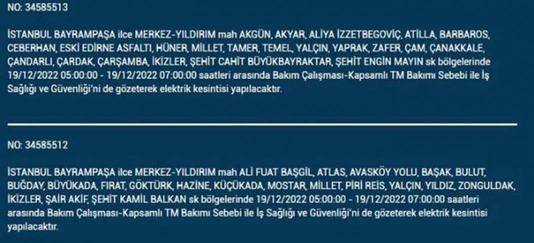 İstanbullular 19 Aralık'a dikkat, elektrik kesintisi bekleniyor! İşte planlı elektik kesintisinden etkilenecek ilçe ve mahalleler... 24