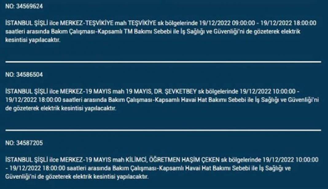 İstanbullular 19 Aralık'a dikkat, elektrik kesintisi bekleniyor! İşte planlı elektik kesintisinden etkilenecek ilçe ve mahalleler... 4