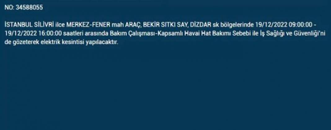İstanbullular 19 Aralık'a dikkat, elektrik kesintisi bekleniyor! İşte planlı elektik kesintisinden etkilenecek ilçe ve mahalleler... 5