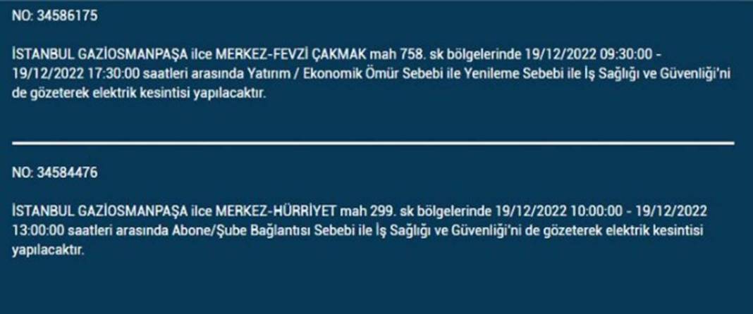 İstanbullular 19 Aralık'a dikkat, elektrik kesintisi bekleniyor! İşte planlı elektik kesintisinden etkilenecek ilçe ve mahalleler... 9