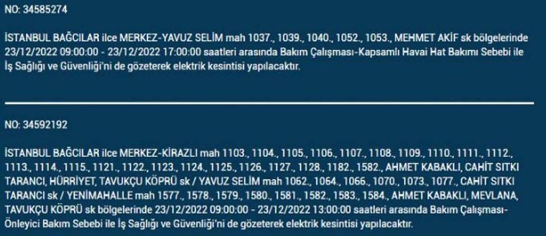 İstanbullular dikkat, elektrikleriniz kesilecek! İşte BEDAŞ'ın yarınki elektrik kesintisi için uyardığı ilçe ve mahalleler... 12