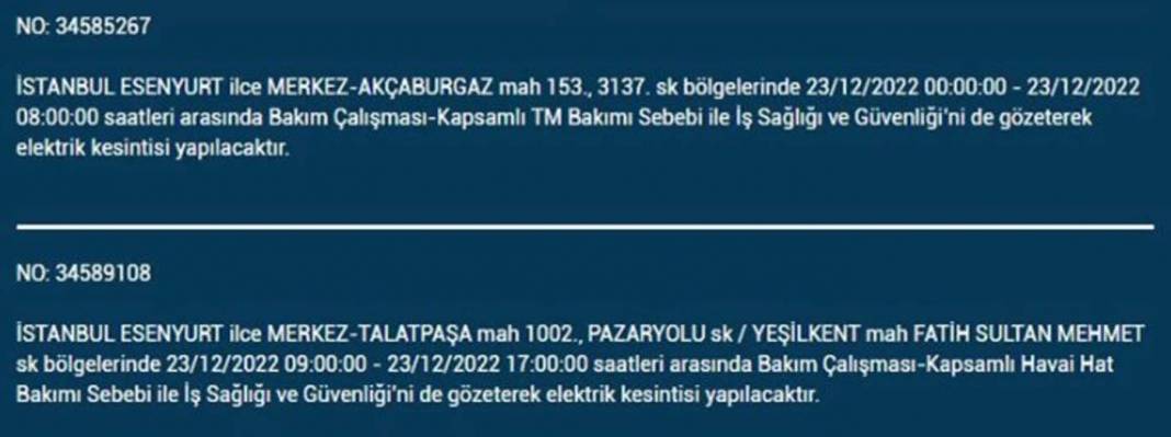 İstanbullular dikkat, elektrikleriniz kesilecek! İşte BEDAŞ'ın yarınki elektrik kesintisi için uyardığı ilçe ve mahalleler... 13