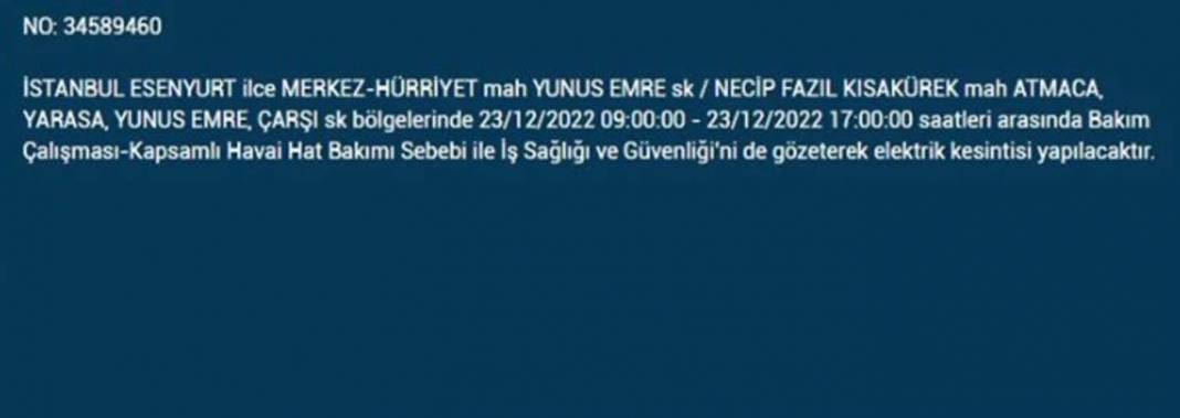 İstanbullular dikkat, elektrikleriniz kesilecek! İşte BEDAŞ'ın yarınki elektrik kesintisi için uyardığı ilçe ve mahalleler... 17