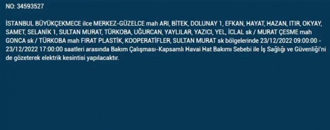 İstanbullular dikkat, elektrikleriniz kesilecek! İşte BEDAŞ'ın yarınki elektrik kesintisi için uyardığı ilçe ve mahalleler... 7