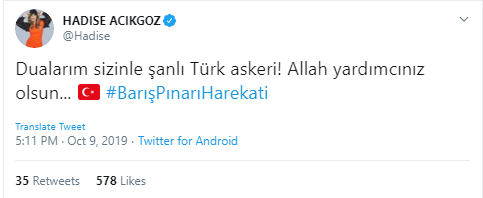 Ünlülerden Türk askerine destek! İşte ünlü isimlerin 'Barış Pınarı Harekatı' paylaşımları 1