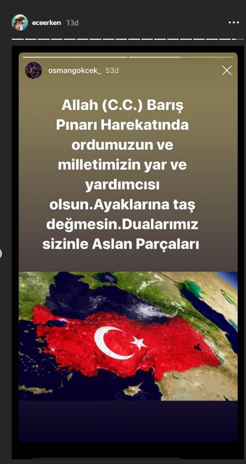 Ünlülerden Türk askerine destek! İşte ünlü isimlerin 'Barış Pınarı Harekatı' paylaşımları 7