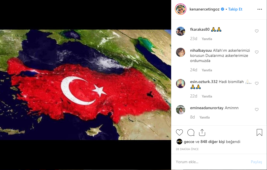 Ünlülerden Türk askerine destek! İşte ünlü isimlerin 'Barış Pınarı Harekatı' paylaşımları 9