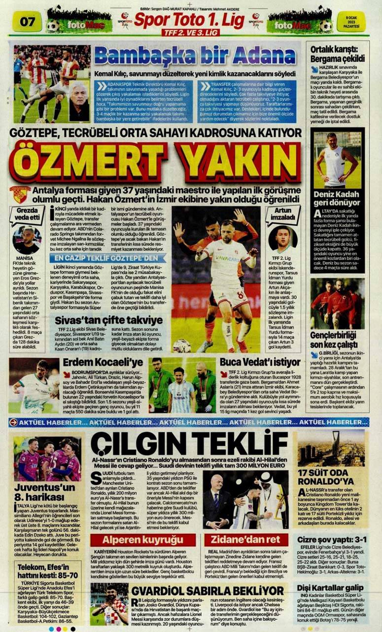 Günün spor manşetleri 9 Ocak 2023 Pazartesi | Galatasaray, Fenerbahçe'yi Kadıköy'de devirdi 17