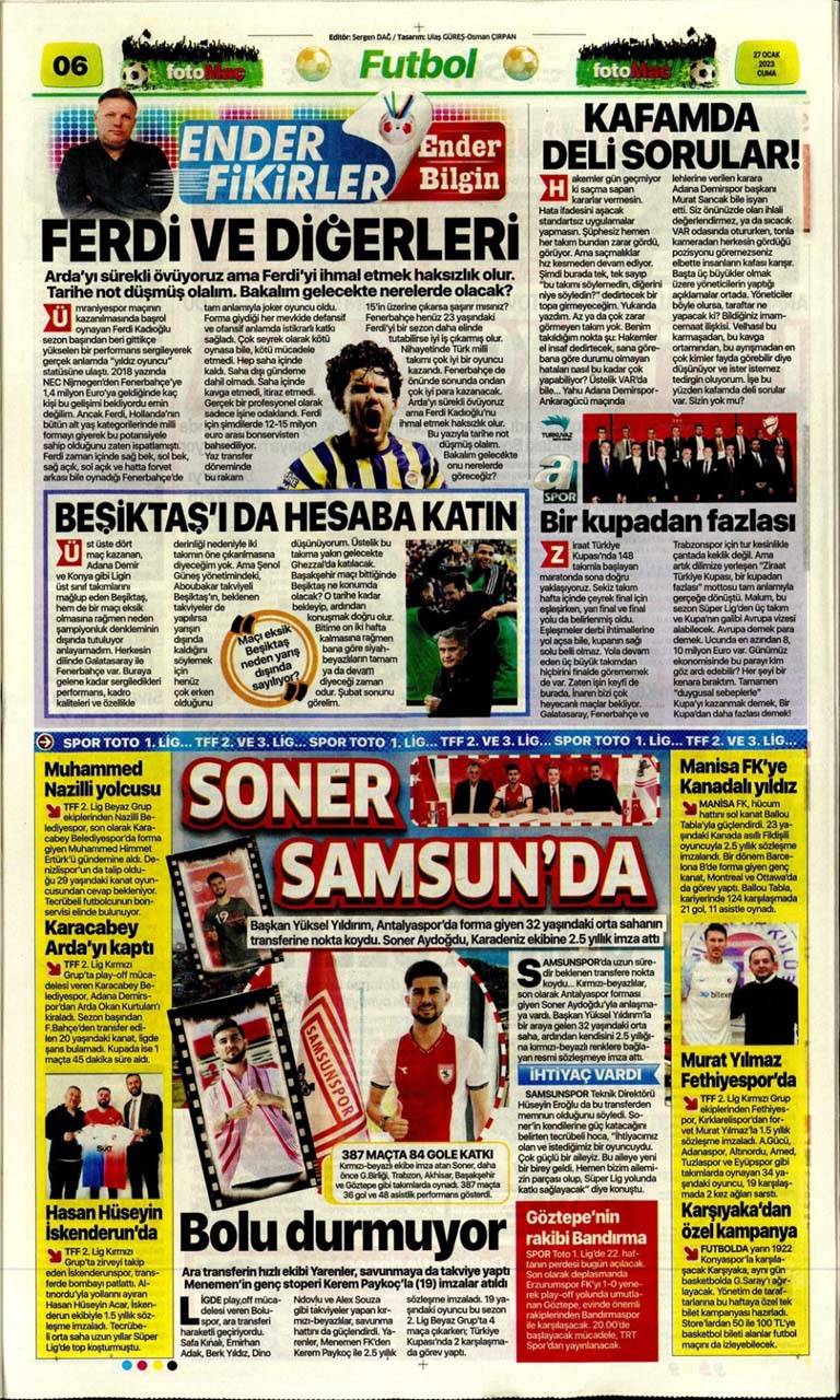 Günün spor manşetleri 27 Ocak 2023 Cuma | Fenerbahçe, Galatasaray, Beşiktaş ve Trabzonspor'dan son gelişmeler 13