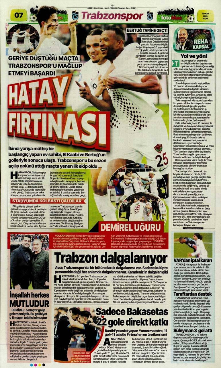 Sporun manşetleri 29 Ocak 2023 Pazar | Galatasaray, Giresun'u da devirdi, seriye devam etti 11