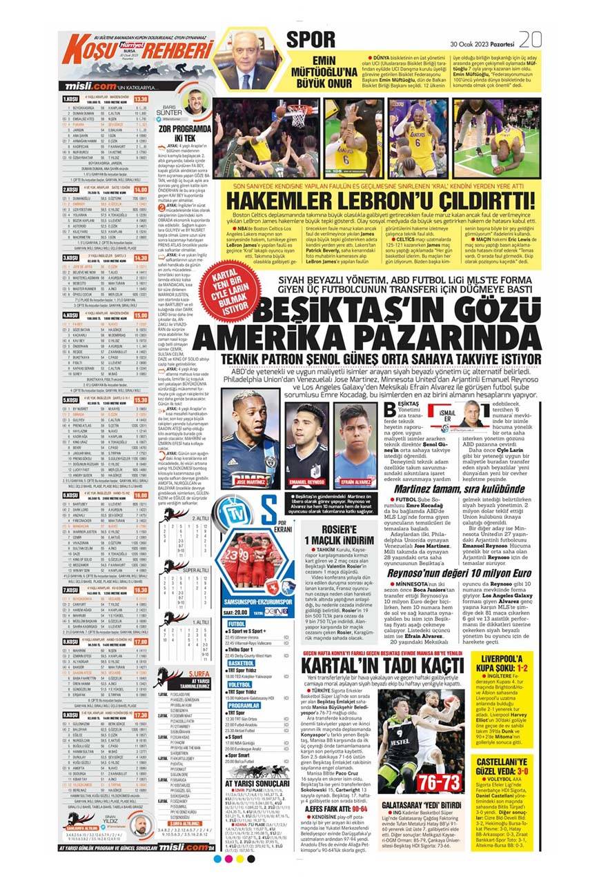 Sporun manşetleri 30 Ocak 2023 Pazartesi | Fenerbahçe, Kasımpaşa'yı farklı geçti: Varsa Enner, Fener Güler 32